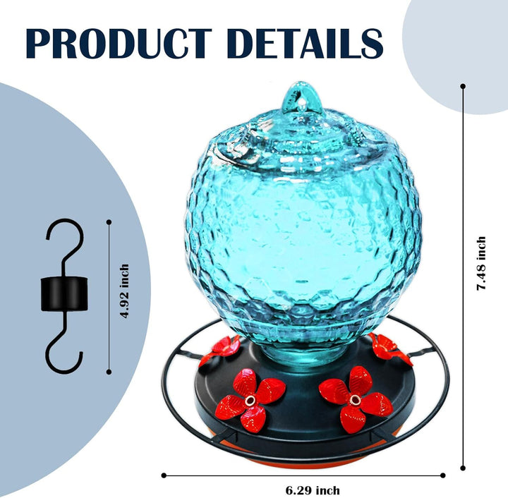 25 OZ Hummingbird Feeder - Glass Hummingbirds Feeder for Outdoors Gardening