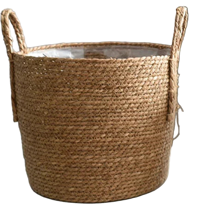 Plant Basket, Plant Baskets Indoor with Plastic Liner, Water Hyacinth Woven Planters Flower Basket, Planter Basket for Rustic Boho Home Farmhouse Floor Potted Pots Decor