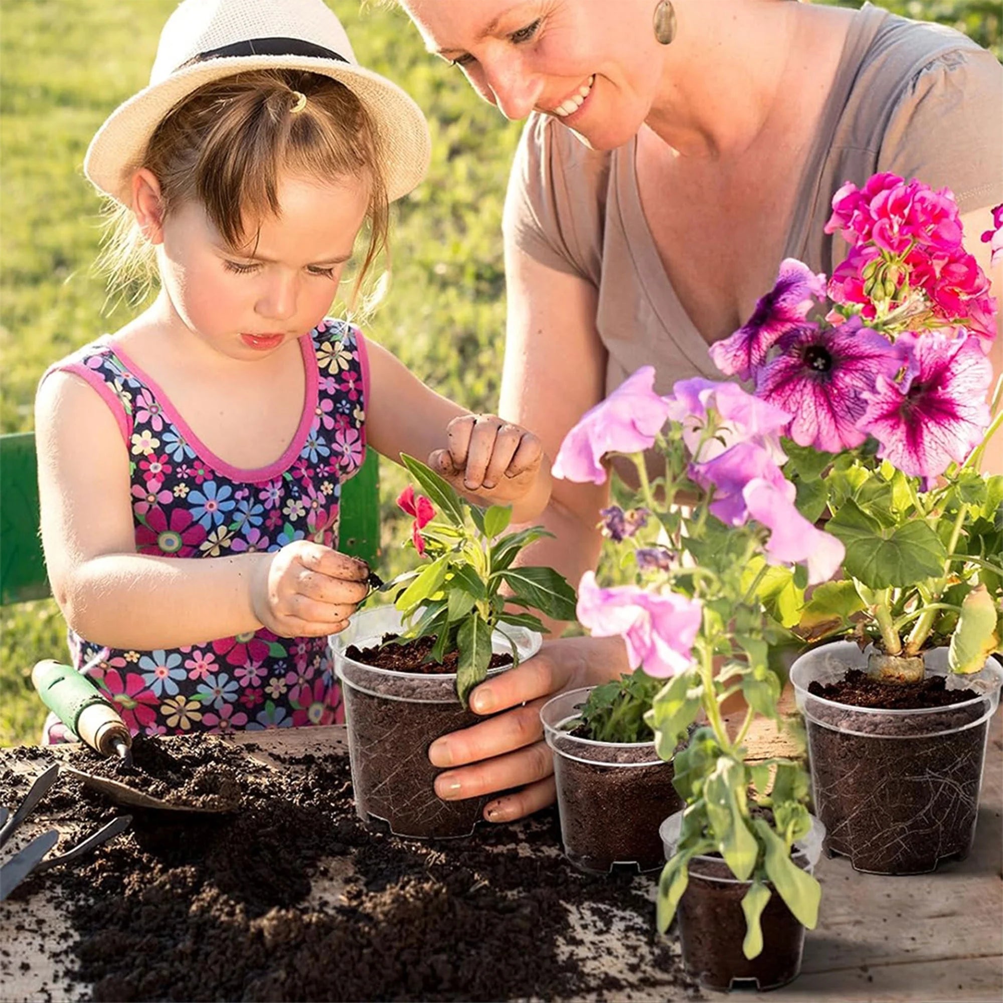 Transparent Seedling Pots 3/4/5In Plastic Planters with Drainage Holes High Clarity for Indoor/Outdoor Use 15-Pack