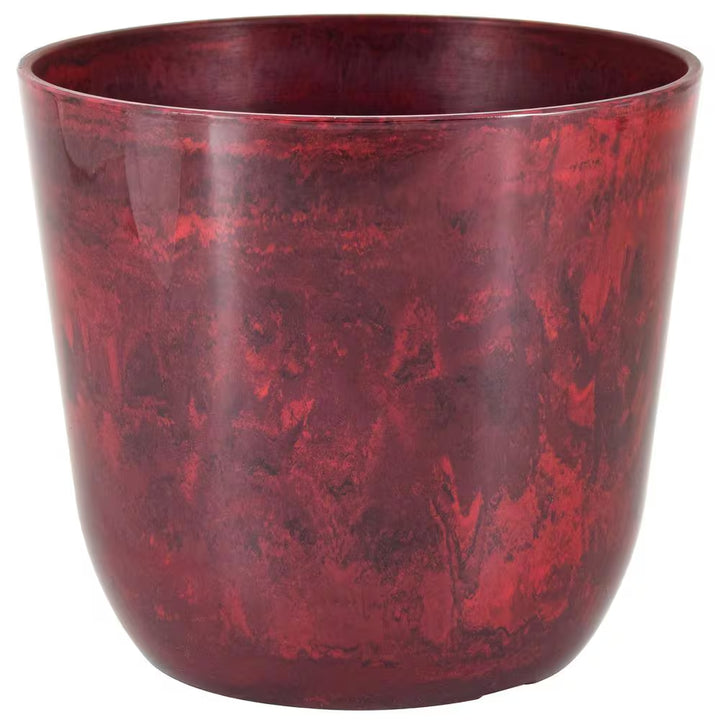 7.5 In. X 6.5 In. Marble Red Plastic Pot (2-Pack)